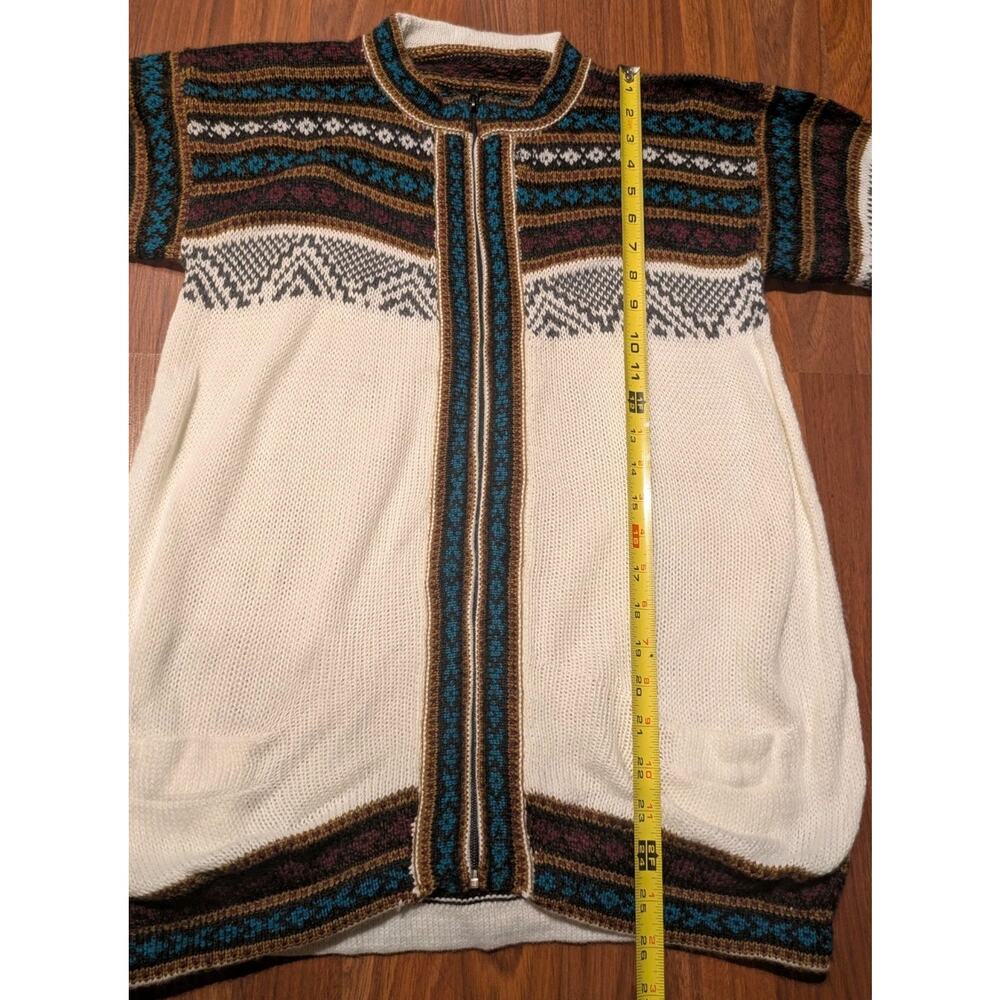 Bolivian Alpaca Wool Cardigan Small Fair Isle Andean Full Zip Handmade New - Picture 4 of 6